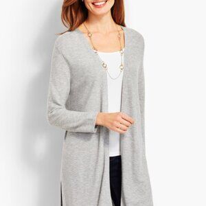 Talbots No Close Cardigan Sweater Top Size L Cotton Gray  Women CA#23147 CN2708